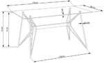Трапезна маса със стъклен плот и основа от метал и дърво - схемата