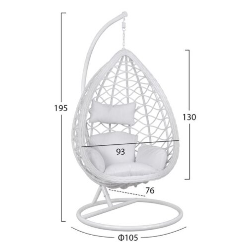 Бяла градинска люлка тип яйце - размери