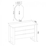 Тоалетка с огледало и 3 чекмеджета-размери