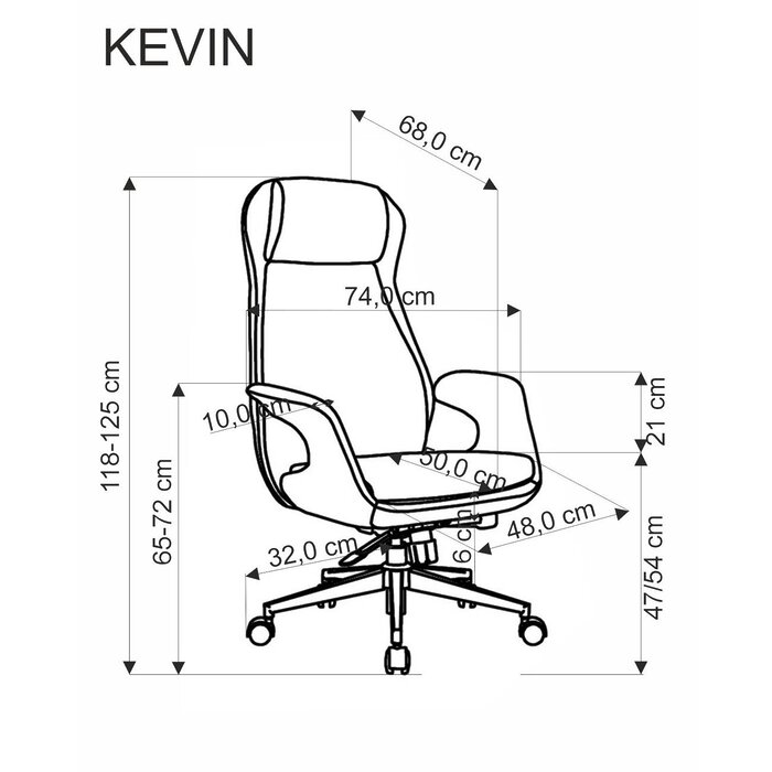 Тапициран офис стол Kevin - схема