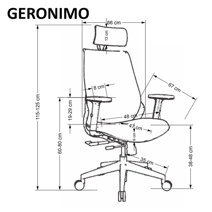 Ергономичен офис стол в черен цвят Geronimo