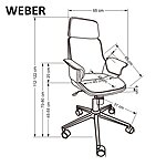 Oфис стол от еко кожа с повдигащ механизъм Weber-размери