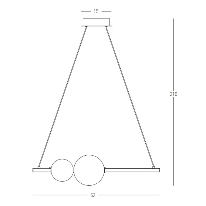 LED пендел с 2 или 4 стъклени овални тела (2 цвята)